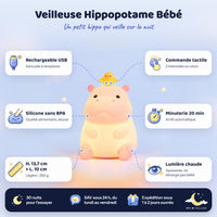 Veilleuse Hippopotame Rechargeable pour Bébé – caractéristiques et dimensions