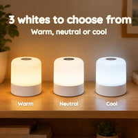 Rechargeable Bedside Night Light Lamp with Remote Control – 3 whites to choose from