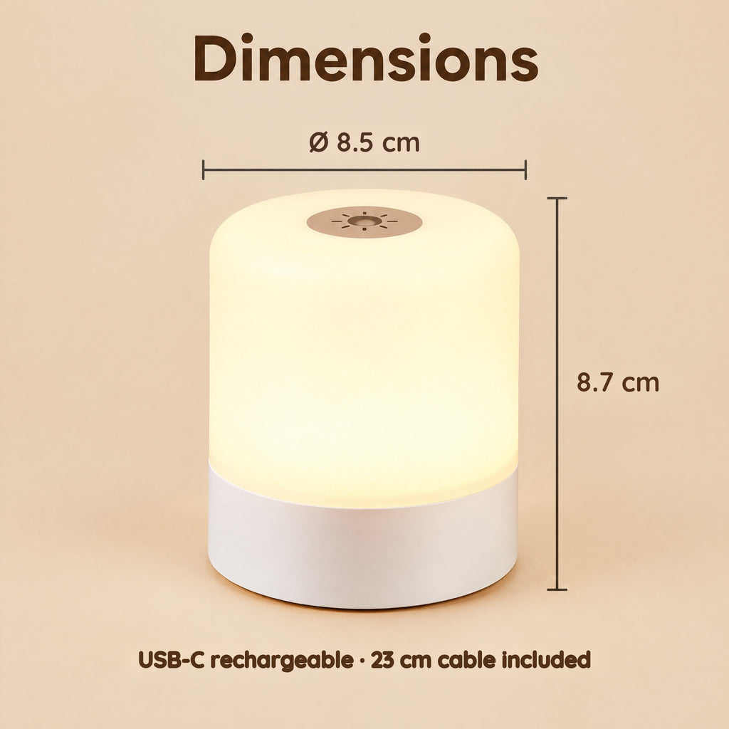 Rechargeable Bedside Night Light Lamp with Remote Control – Dimensions