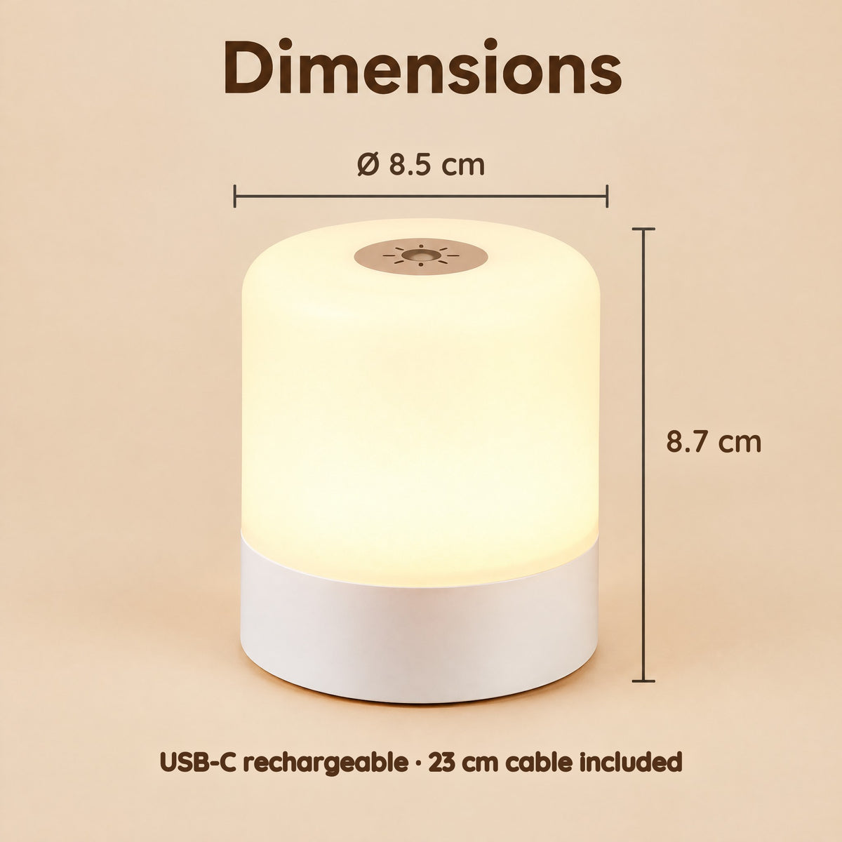 Rechargeable Bedside Night Light Lamp with Remote Control – Dimensions