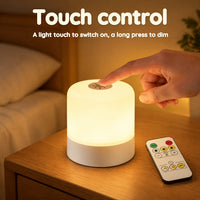 Rechargeable Bedside Night Light Lamp with Remote Control – Touch control