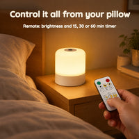 Rechargeable Bedside Night Light Lamp with Remote Control – Control it all from your pillow