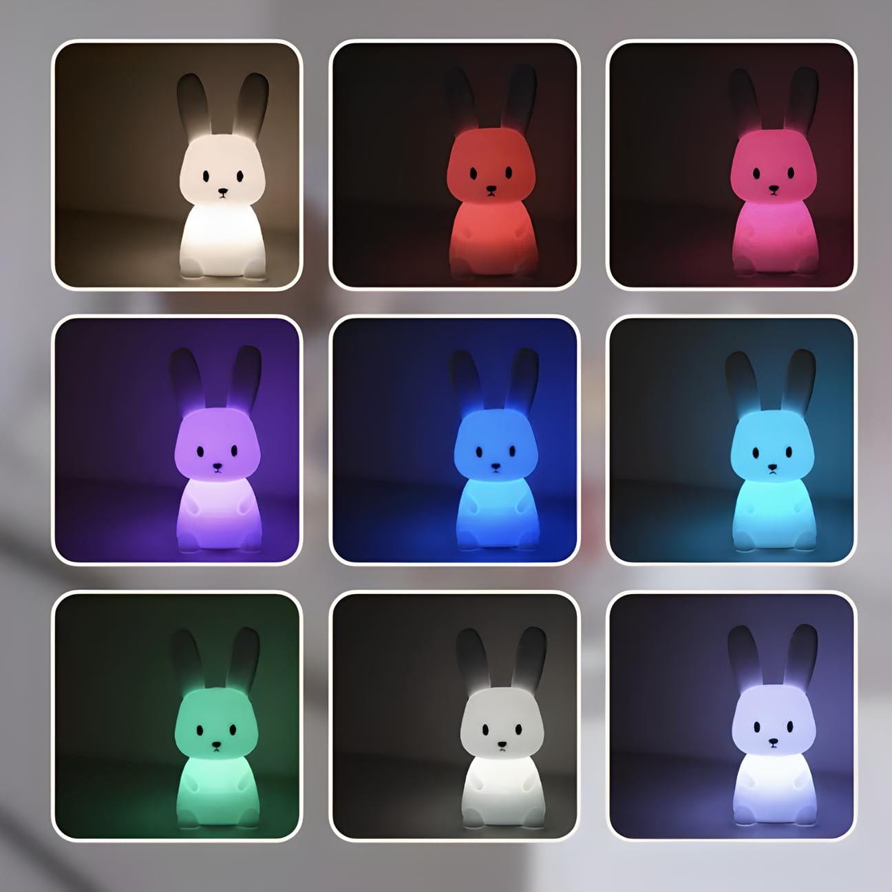 Veilleuse Lapin Multicolore en Silicone