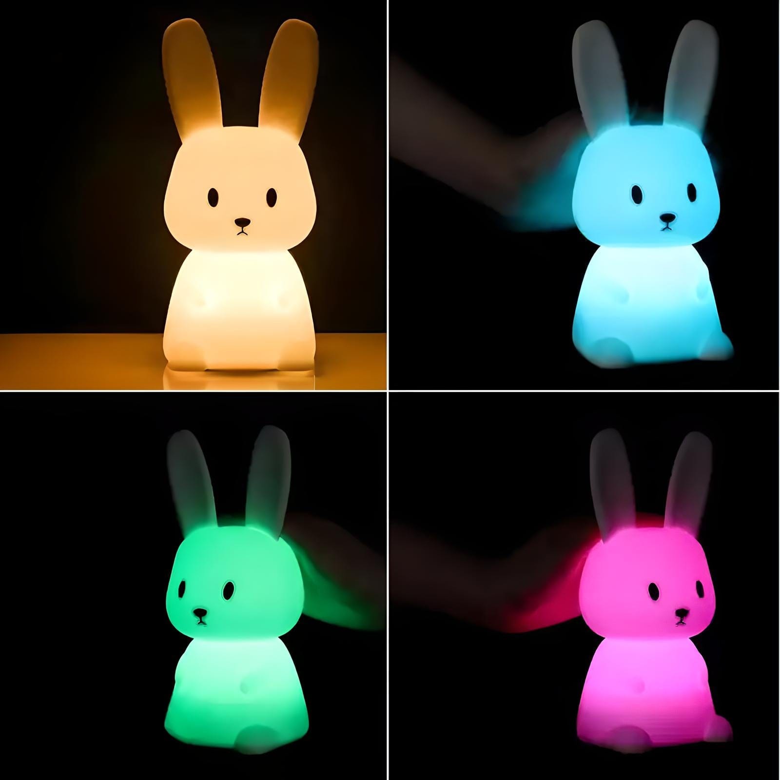 Veilleuse lapin multicolore en silicone 