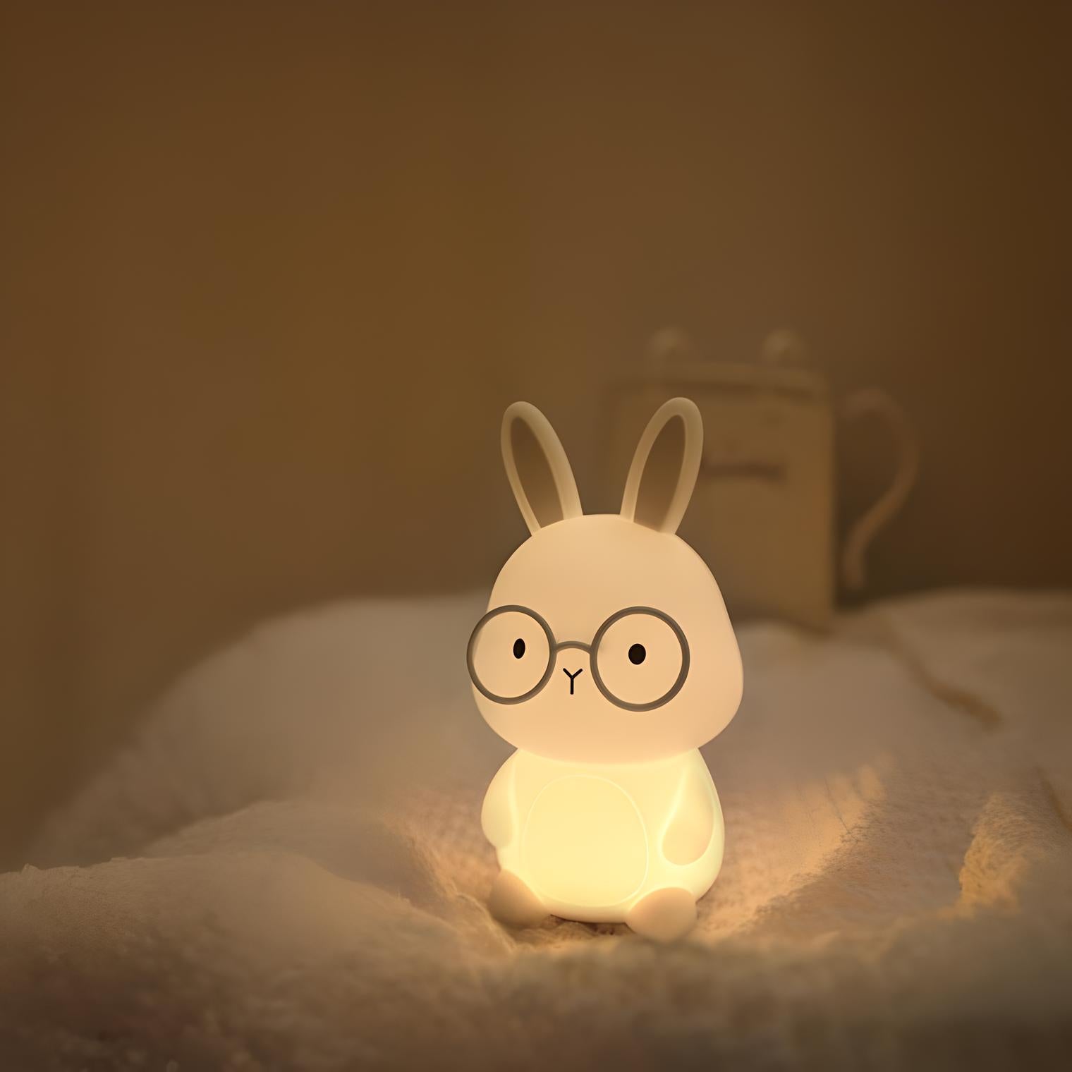Veilleuse Lapin Tactile pour Bébé Blanc