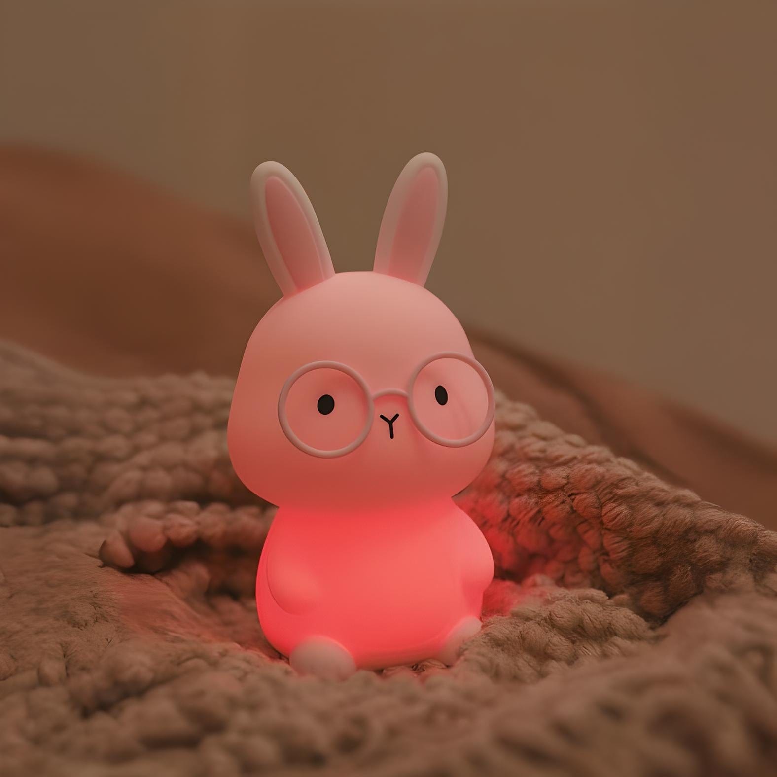 Veilleuse Lapin Tactile pour Bébé Rose