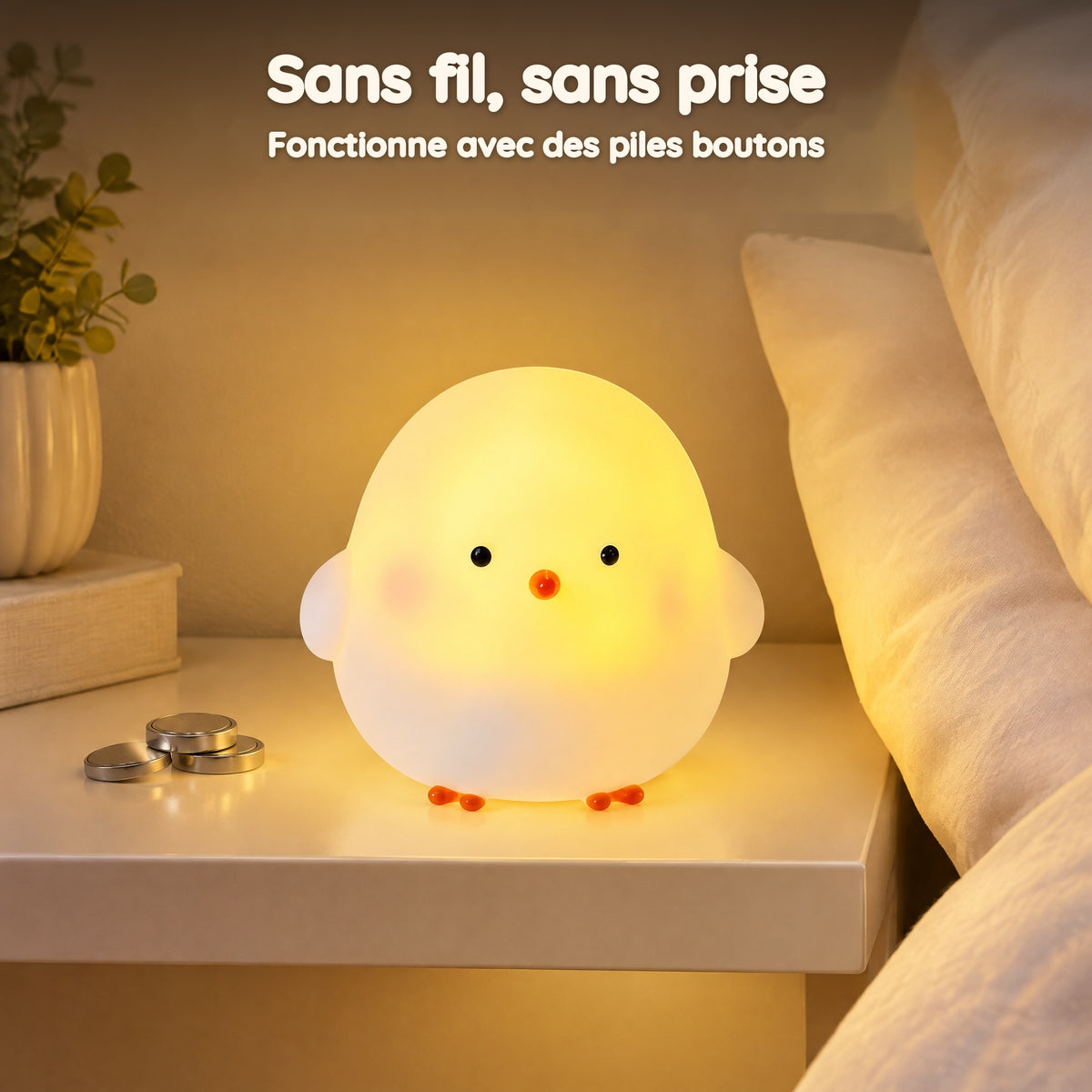 Veilleuse Mignonne Poussin – Sans fil, sans prise