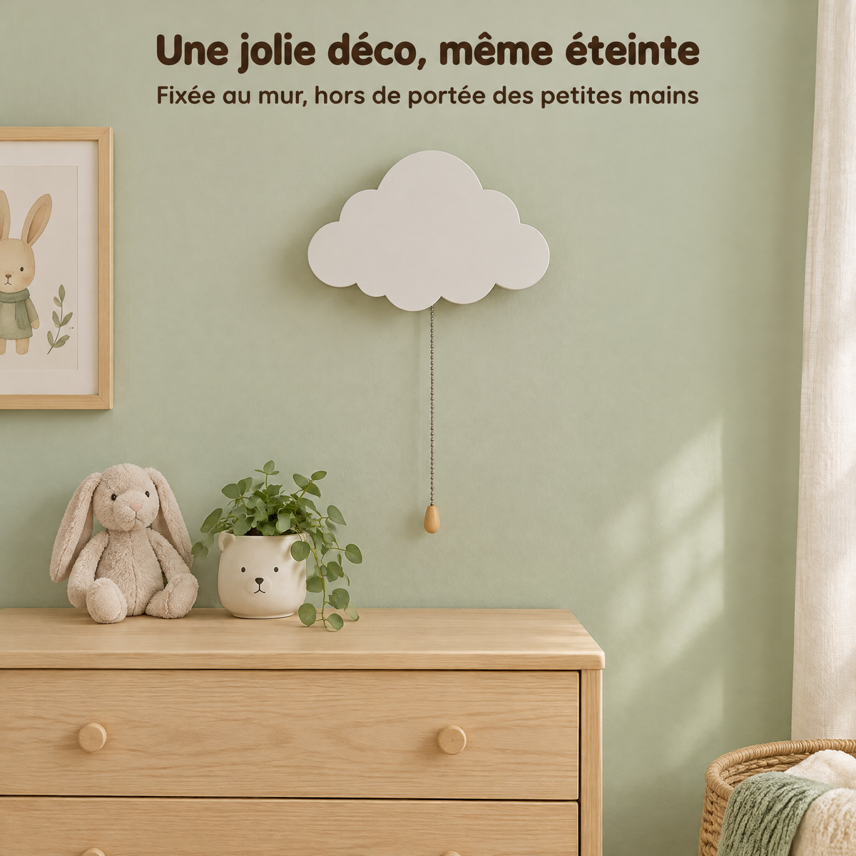 Luce Notturna da Parete Nuvola in Legno per Bebè, a Pile – Una bella decorazione, anche da spenta