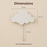 Luce Notturna da Parete Nuvola in Legno per Bebè, a Pile – Dimensioni