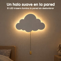 Luz quitamiedos de pared nube de madera para bebé, a pilas – Un halo suave en la pared