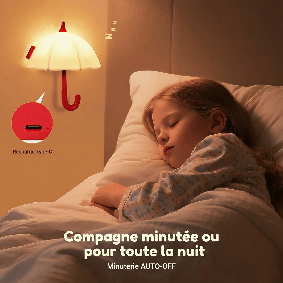 Veilleuse Murale Parapluie en Silicone Rechargeable