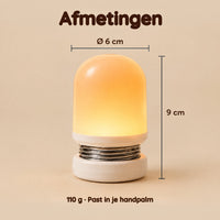 Draagbaar oplaadbaar nachtlampje met rood en amberkleurig licht – Afmetingen