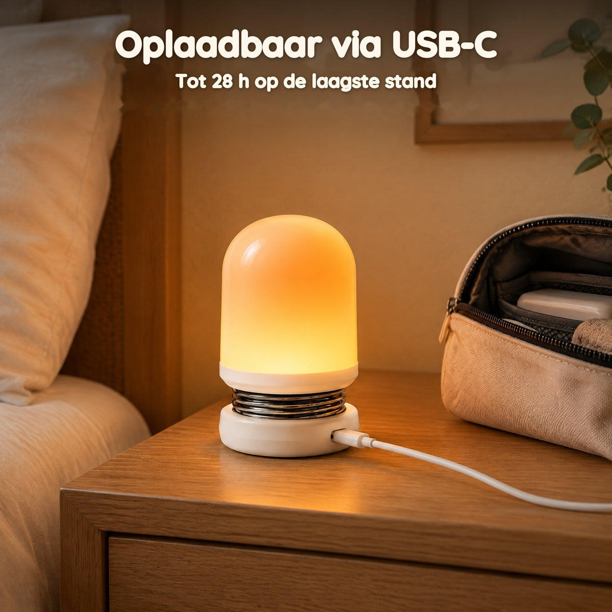 Draagbaar oplaadbaar nachtlampje met rood en amberkleurig licht – Oplaadbaar via USB-C