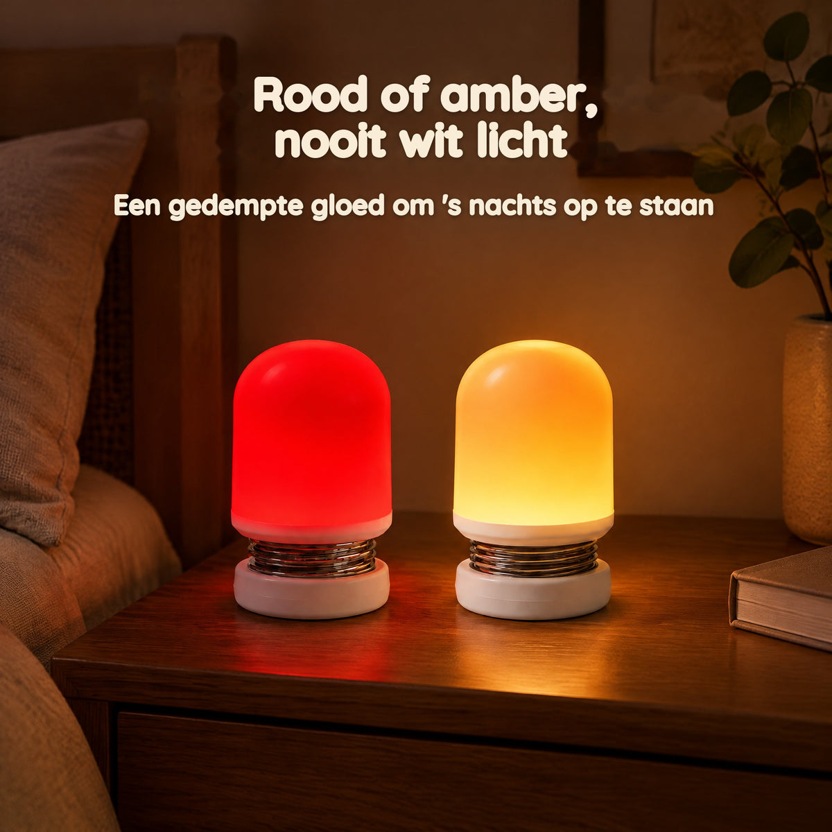 Draagbaar oplaadbaar nachtlampje met rood en amberkleurig licht – Rood of amber, nooit wit licht