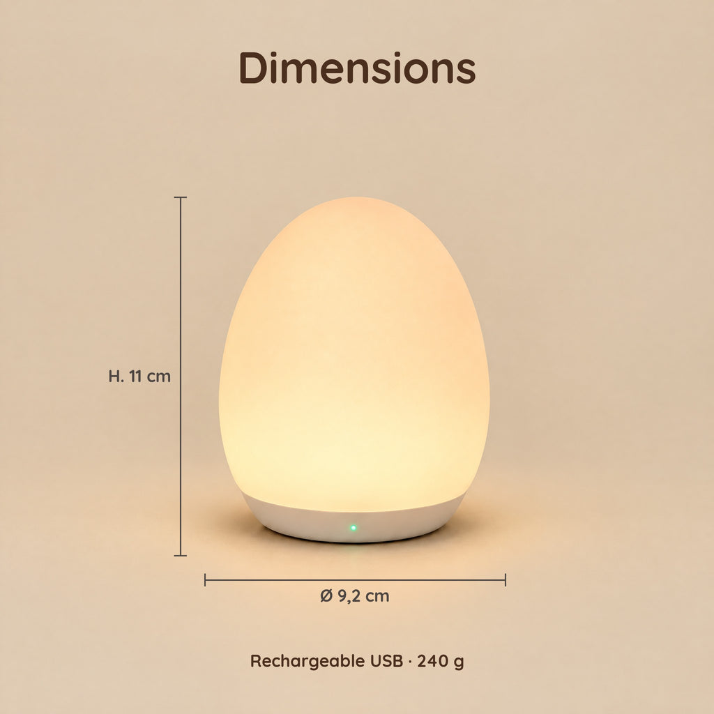 Dimensions – Veilleuse Œuf Nomade