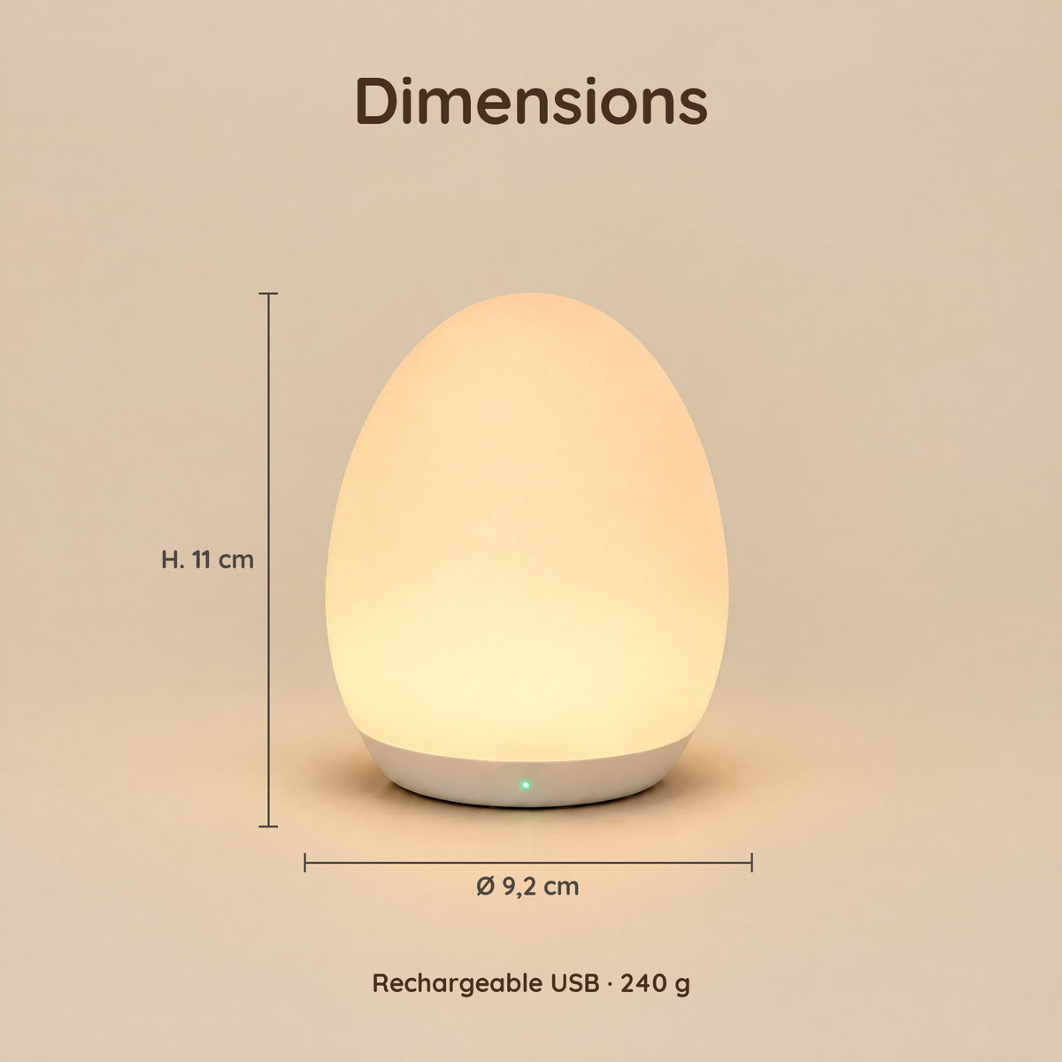 Dimensions – Veilleuse Œuf Nomade