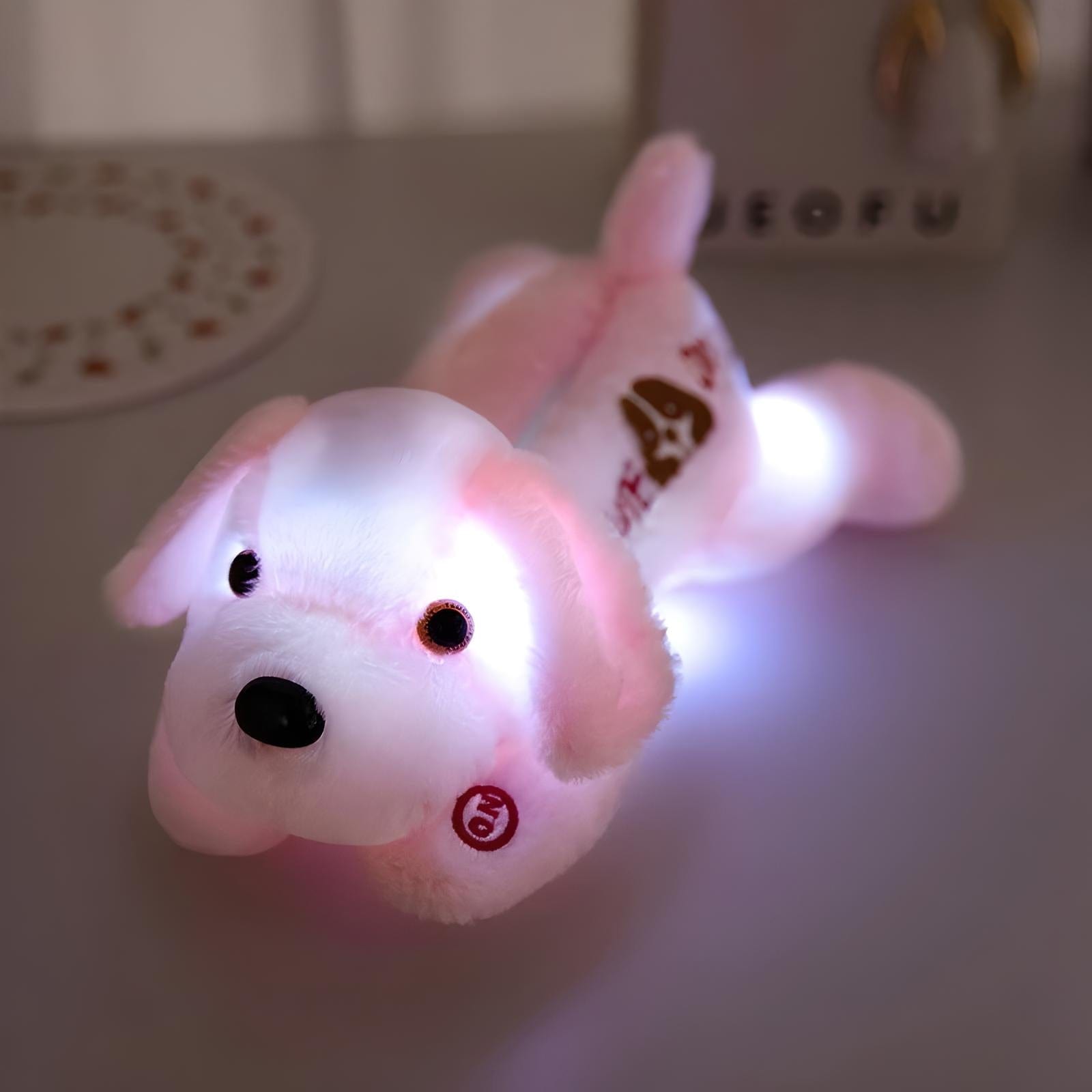 Veilleuse Peluche Chien Rose