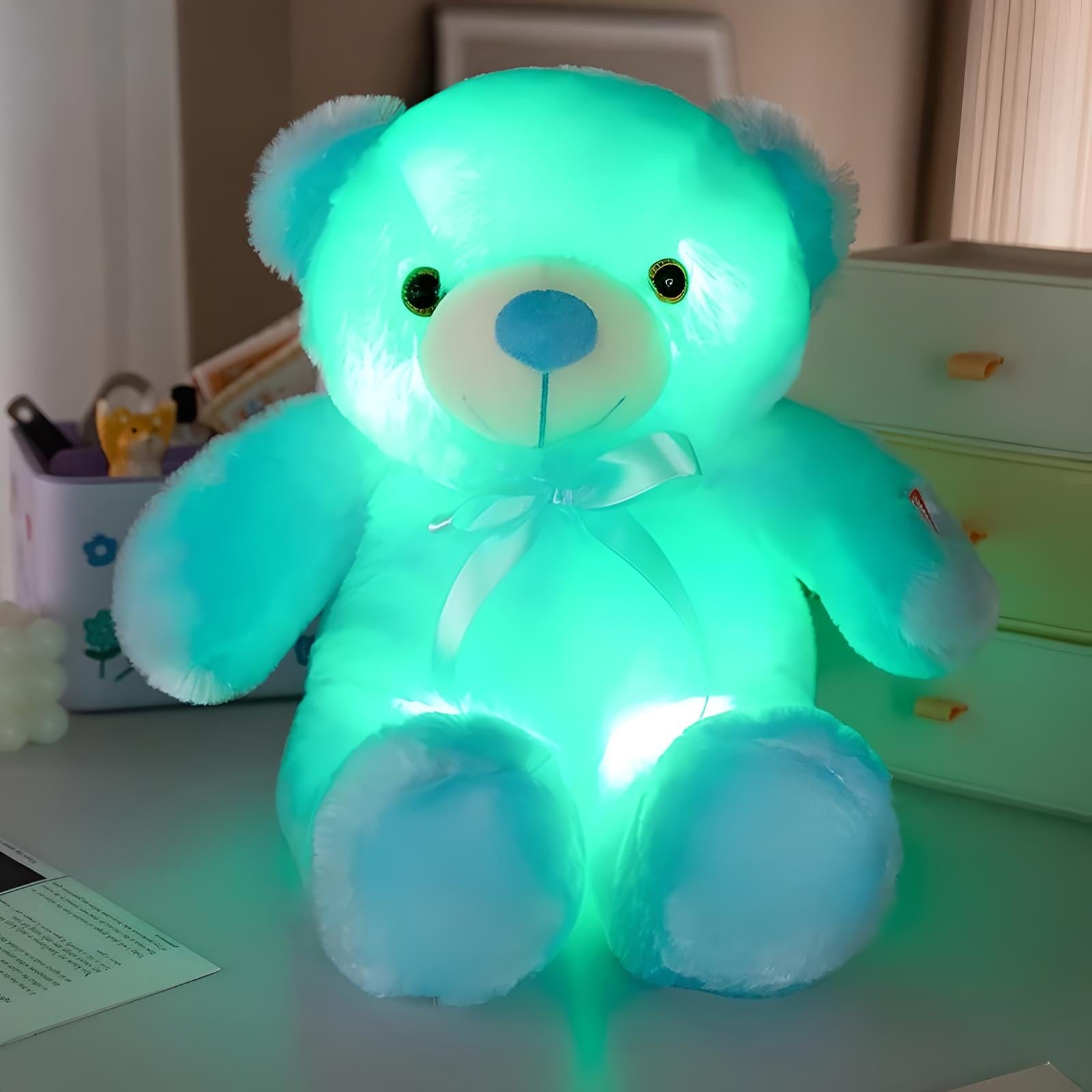 Veilleuse Peluche Ourson 30cm / Bleu