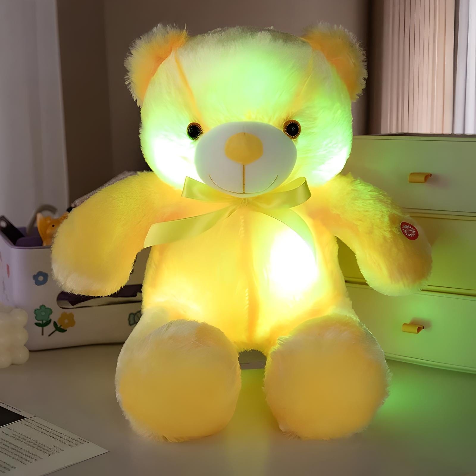 Veilleuse Peluche Ourson 30cm / Jaune