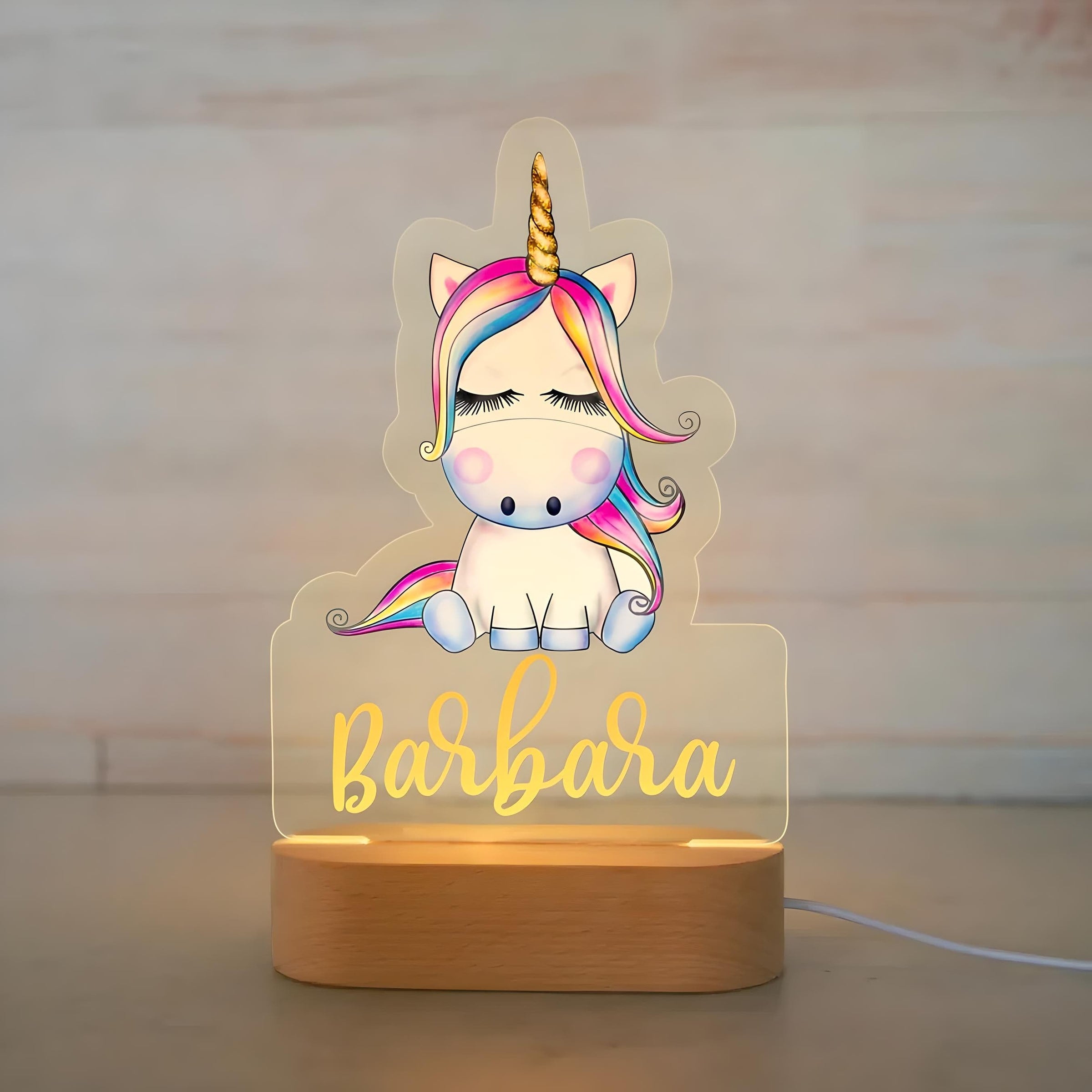 Veilleuse Personnalisée Bébé Licorne avec Prénom