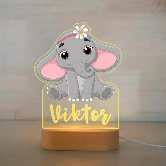 Veilleuse Personnalisée Éléphant avec Prénom