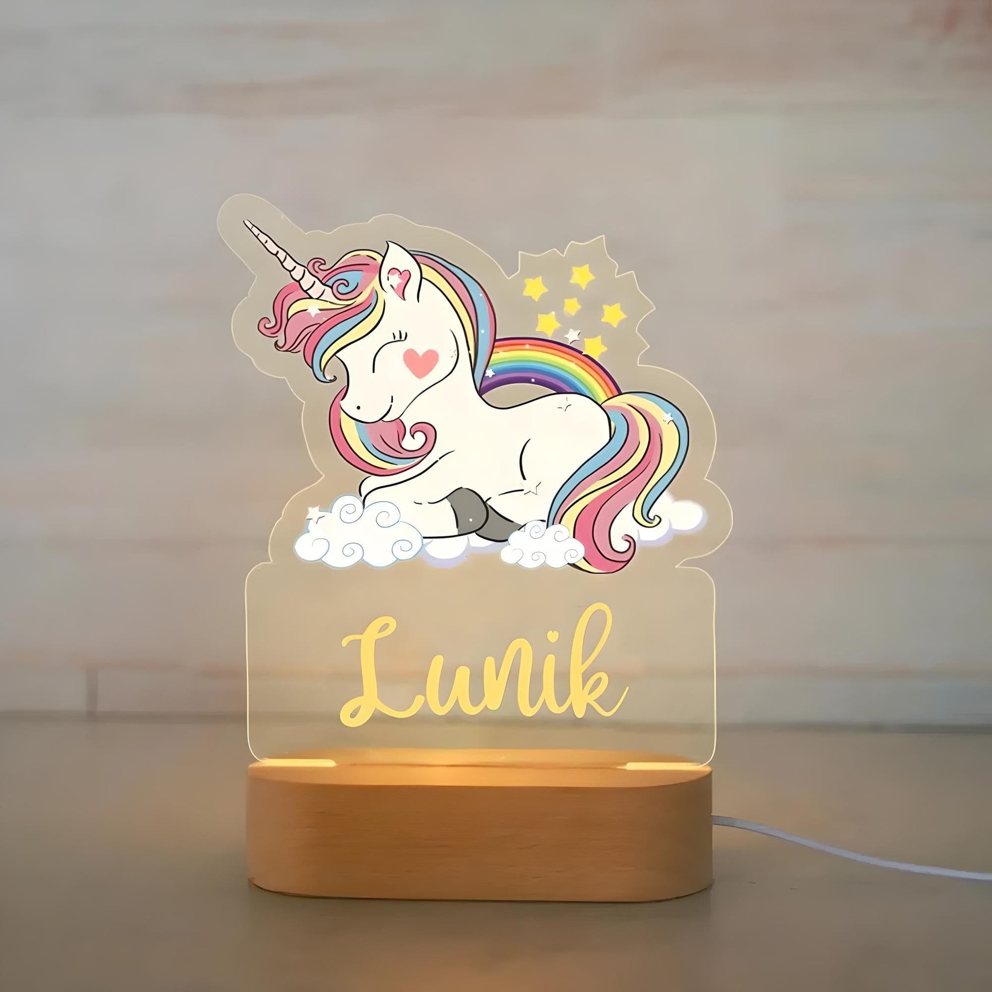 Veilleuse Personnalisée Licorne Rainbow avec Prénom