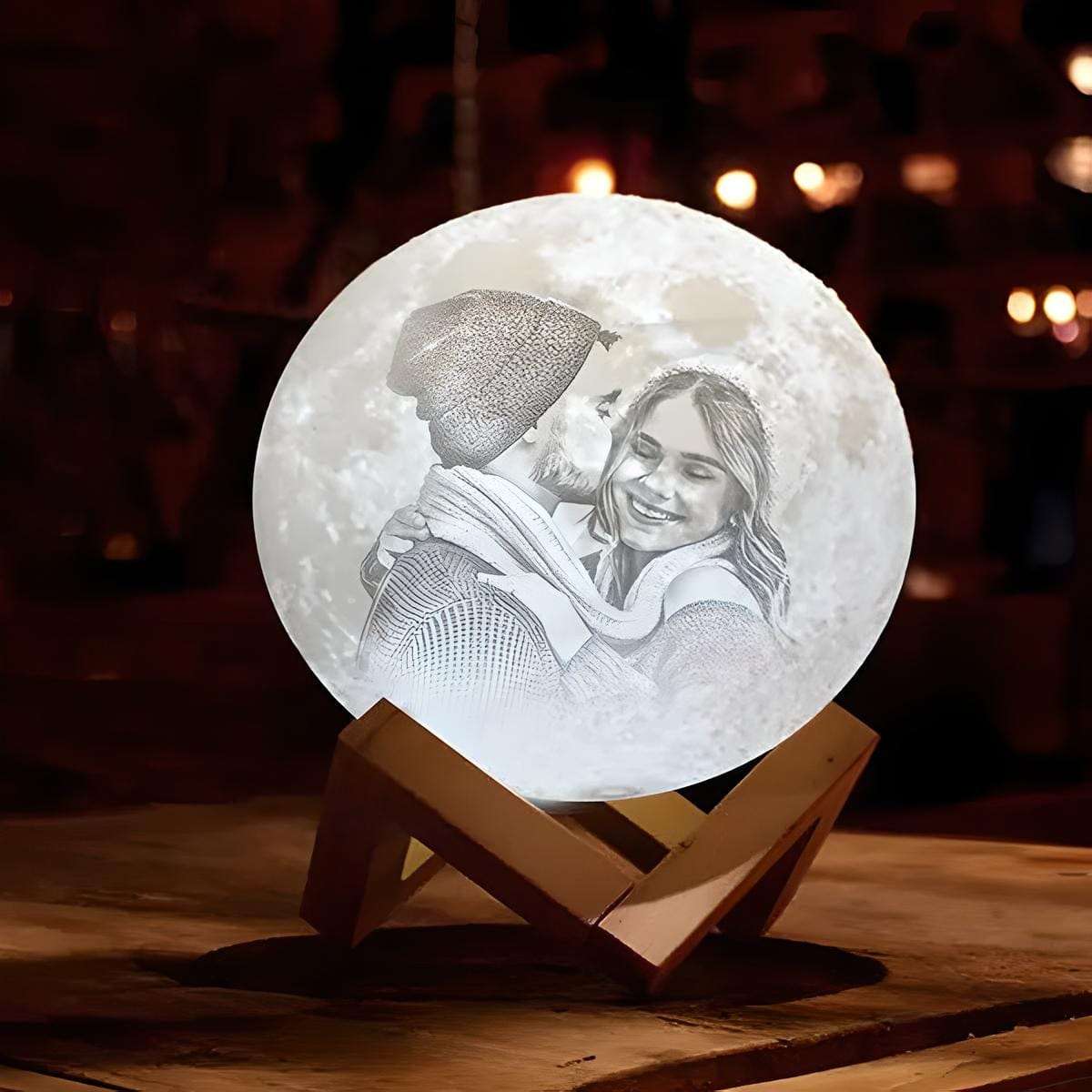 Veilleuse Personnalisée Lune Photo et Texte