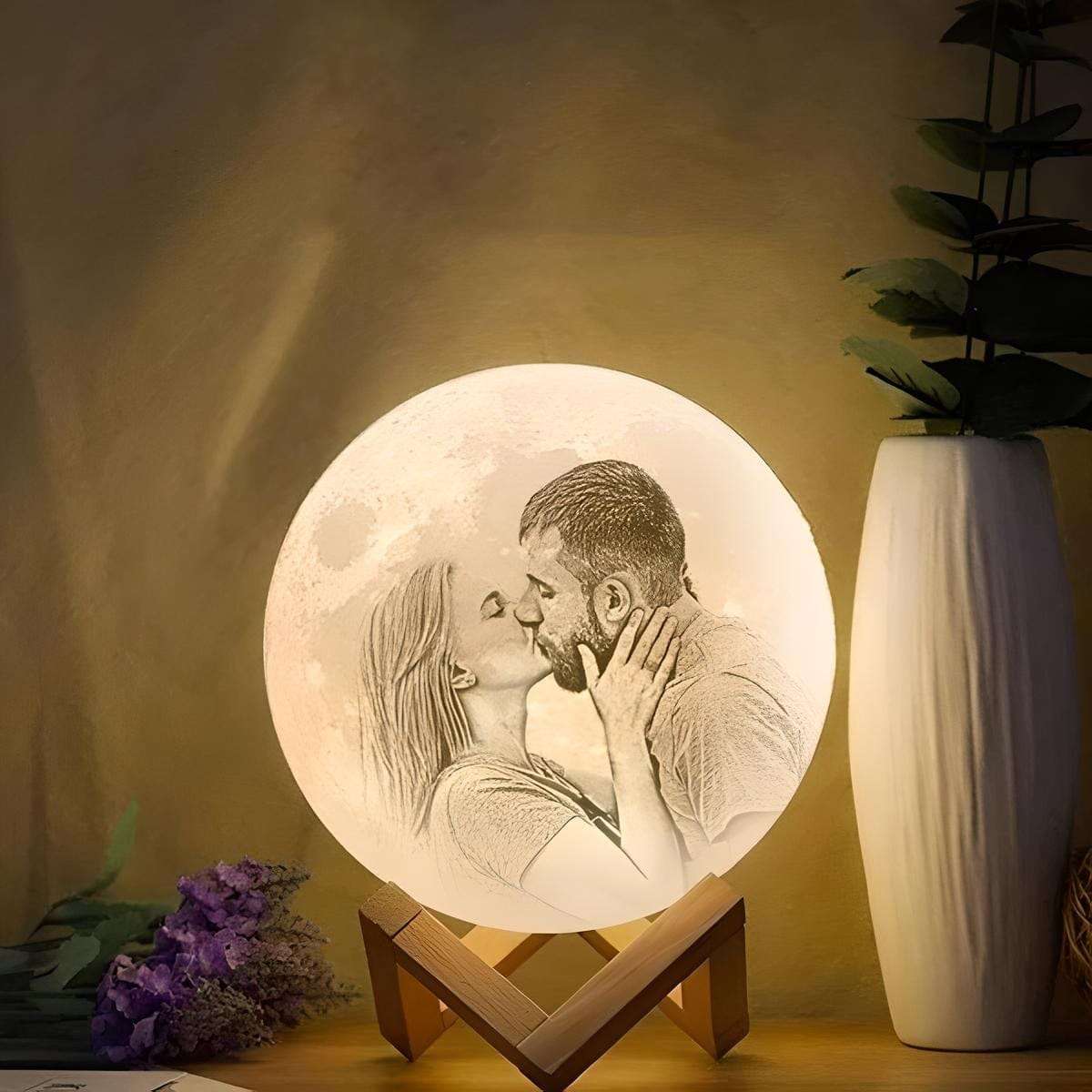 Veilleuse Personnalisée Lune Photo et Texte