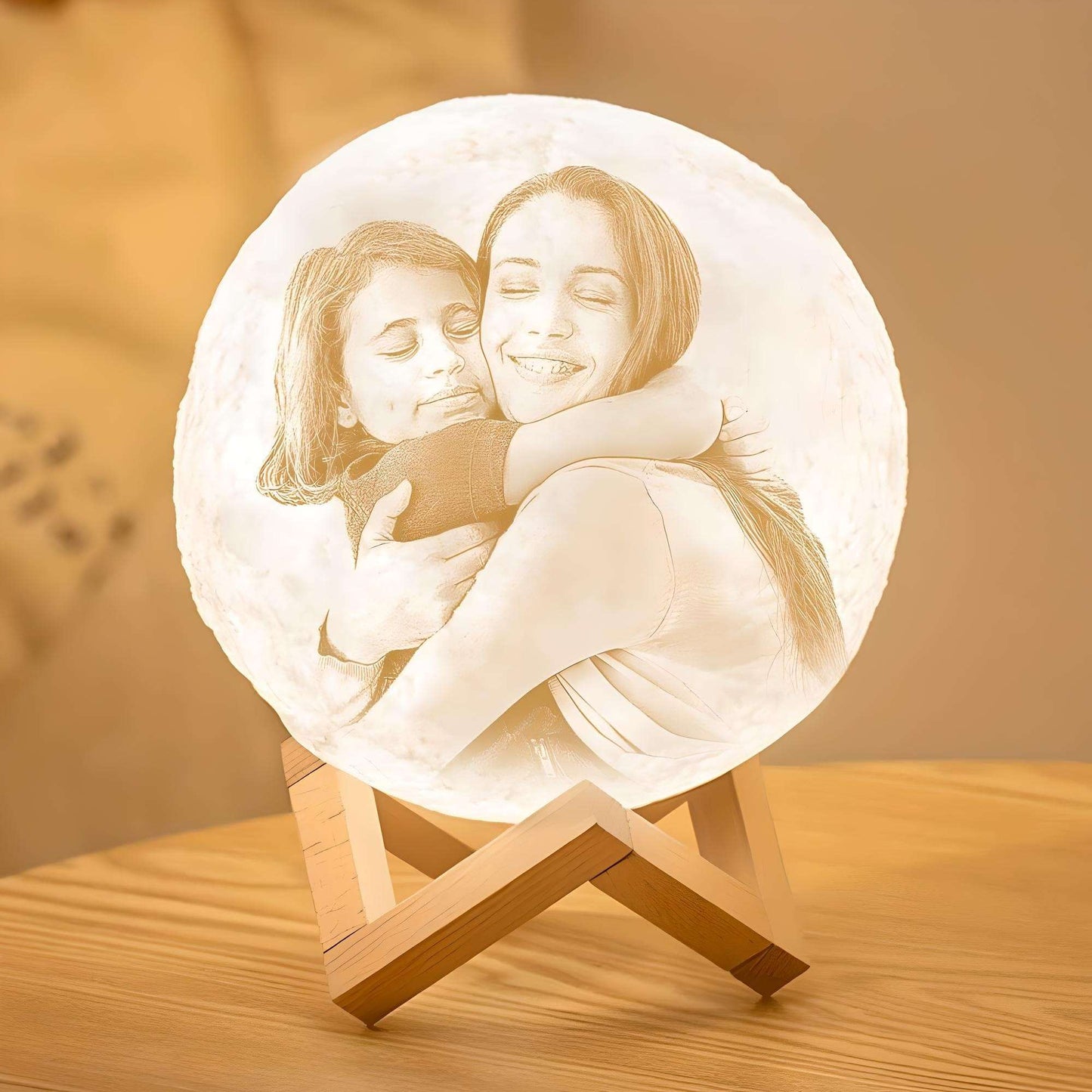 Veilleuse Personnalisée Lune Photo et Texte