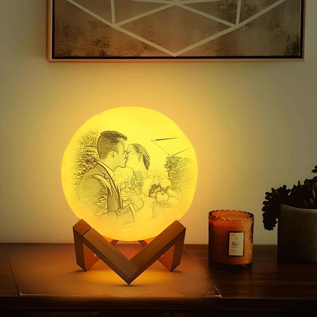 Veilleuse Personnalisée Lune Photo et Texte