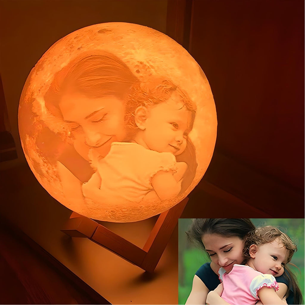Veilleuse Personnalisée Lune Photo et Texte
