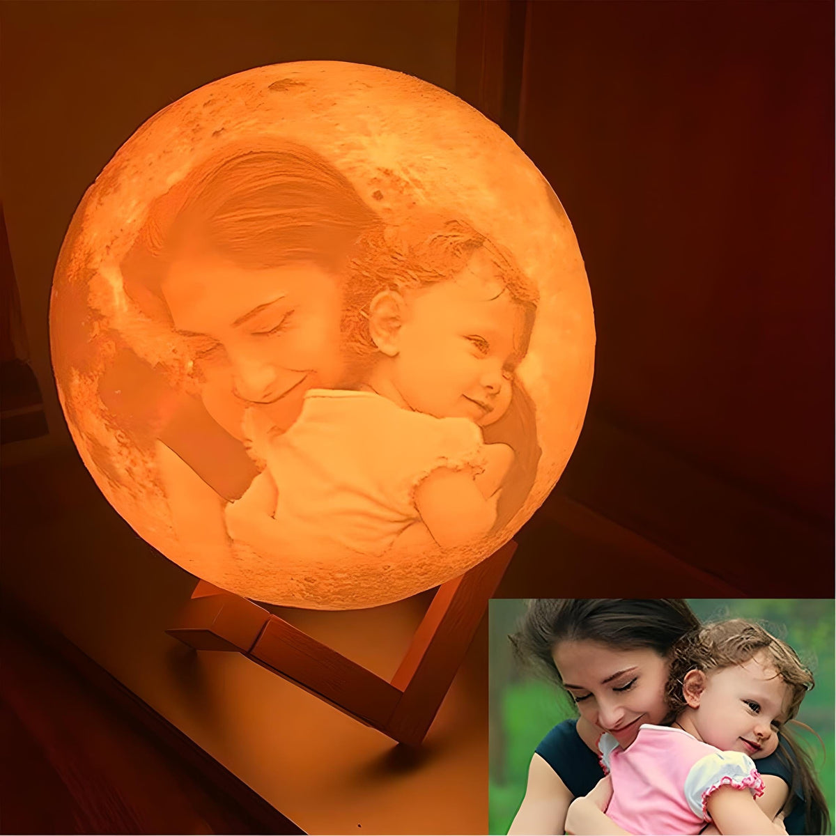 Veilleuse Personnalisée Lune Photo et Texte