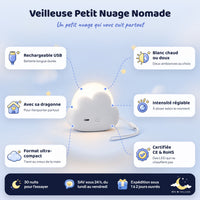 Veilleuse Petit Nuage Nomade et Rechargeable – caractéristiques et dimensions