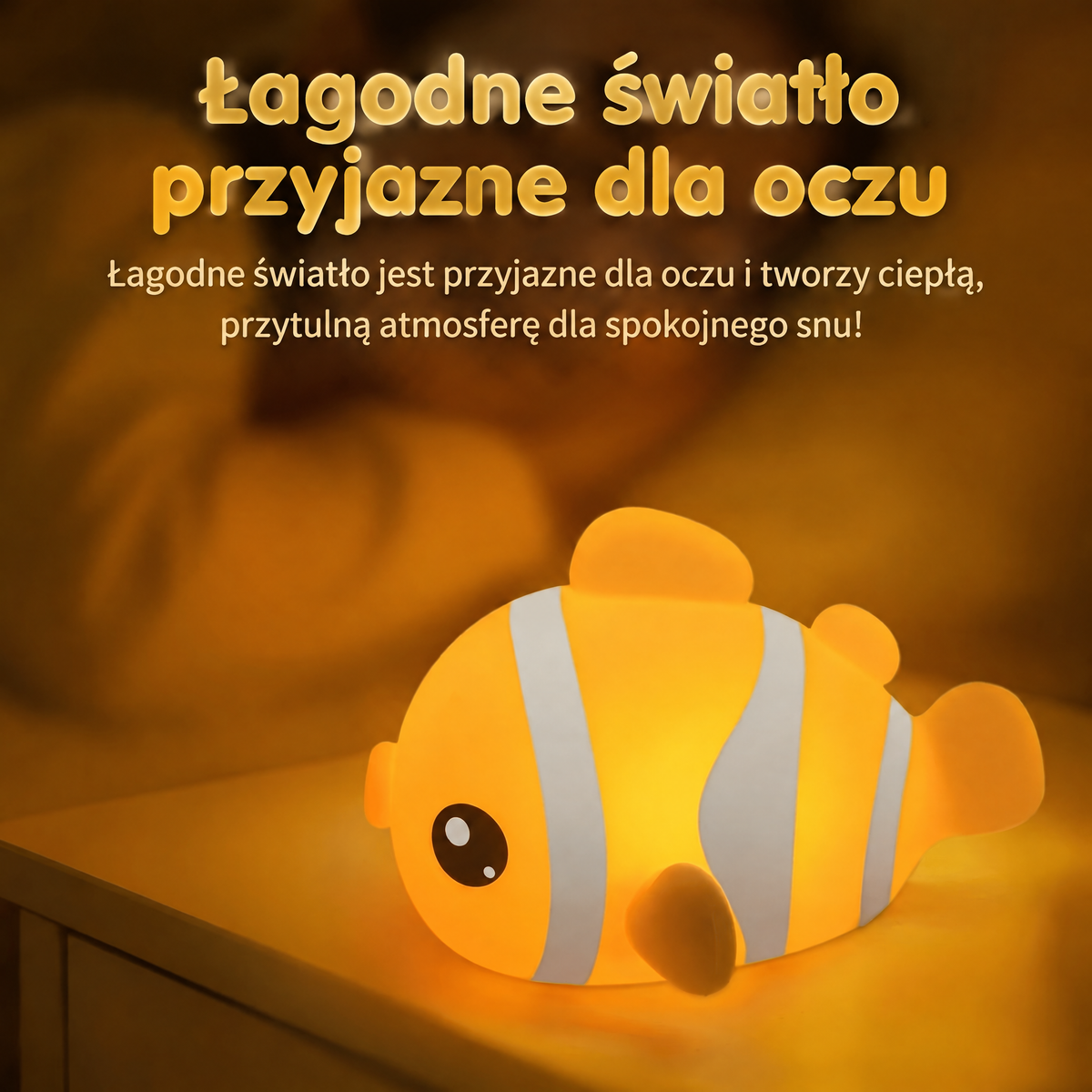 Ładowana lampka nocna złota rybka z silikonu