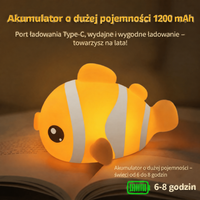 Ładowana lampka nocna złota rybka z silikonu