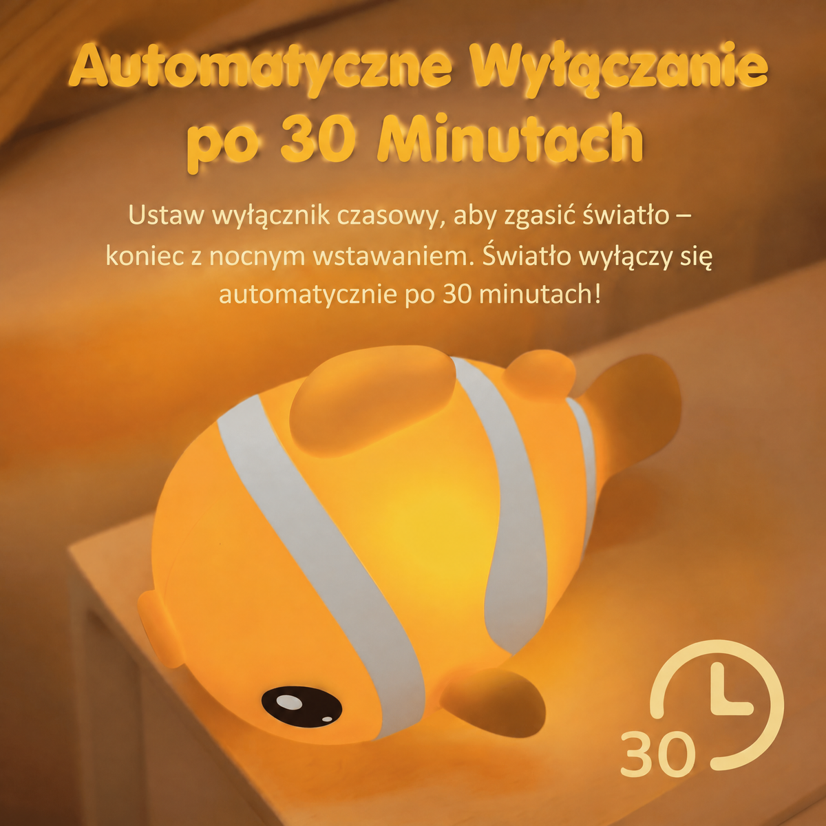 Ładowana lampka nocna złota rybka z silikonu