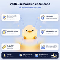Veilleuse Poussin en Silicone – caractéristiques et dimensions