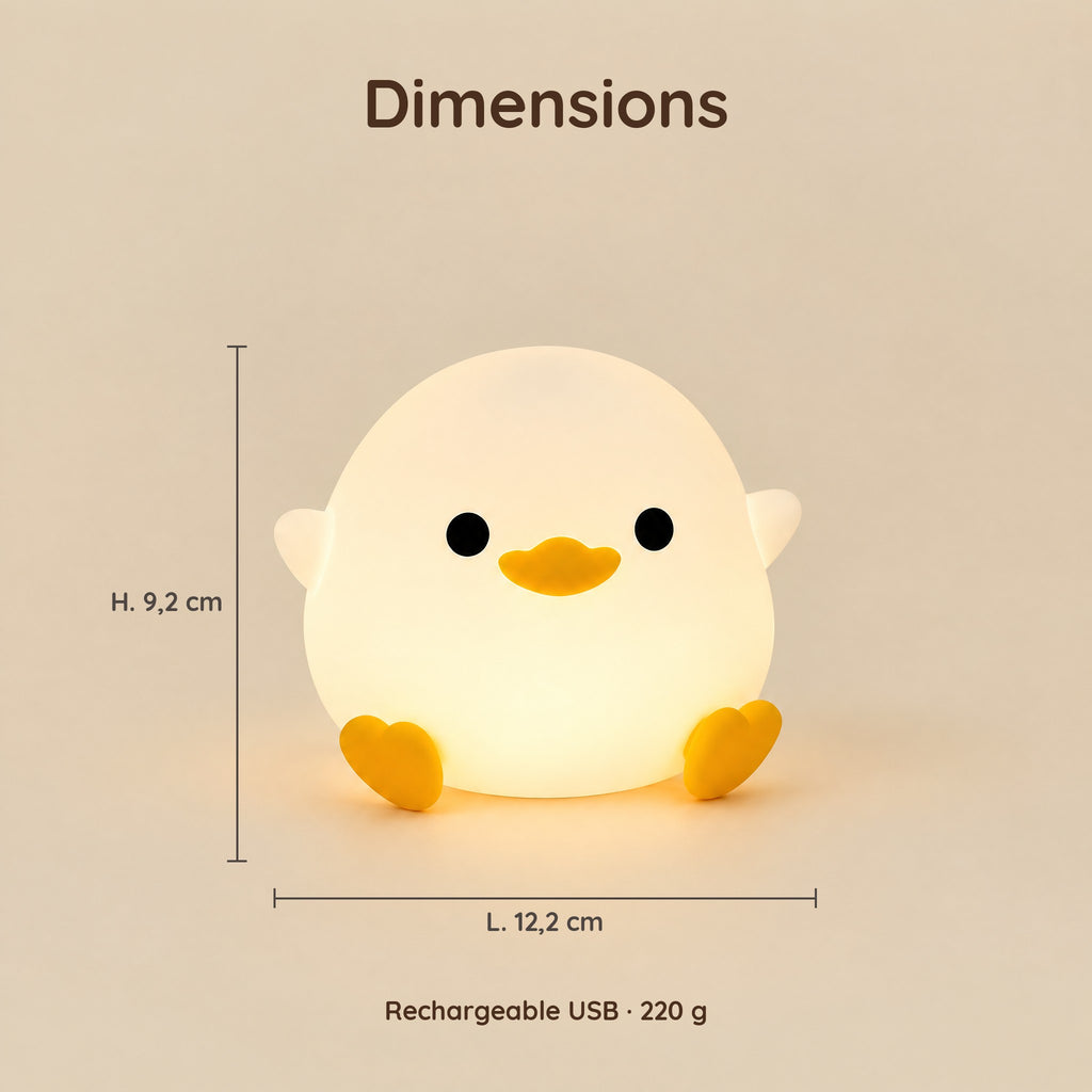 Dimensions – Veilleuse Poussin en Silicone