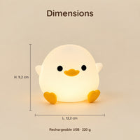 Dimensions – Veilleuse Poussin en Silicone