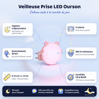 Veilleuse Prise LED Ourson Mignon – caractéristiques et dimensions