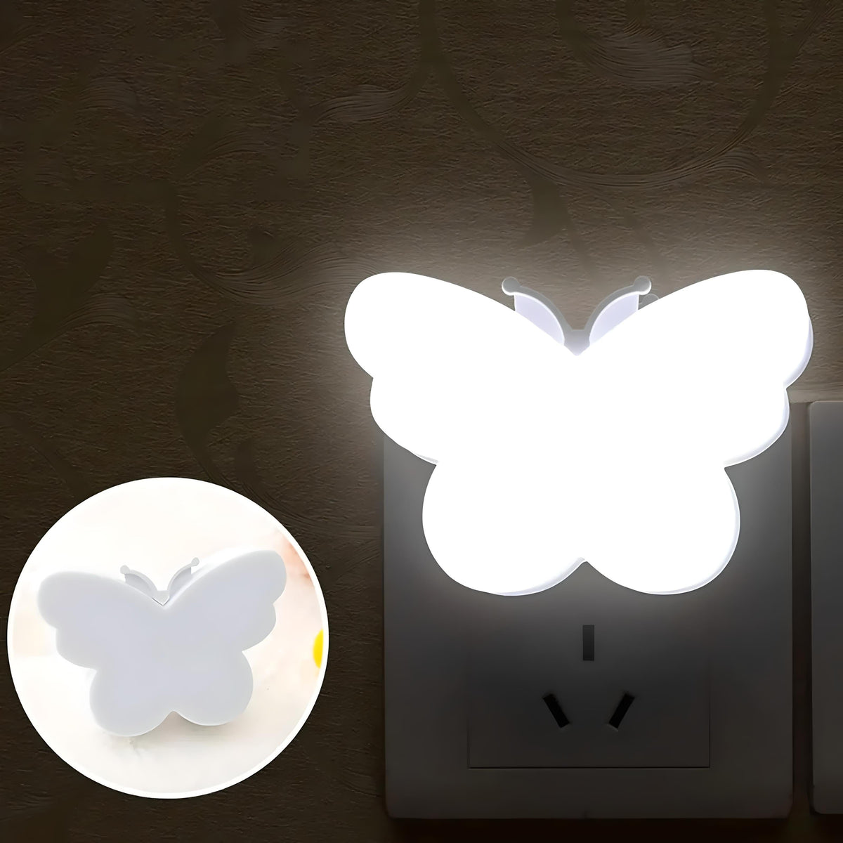Veilleuse Prise Papillon LED Blanc