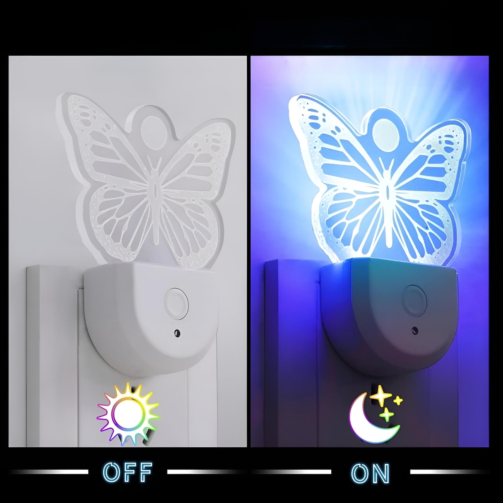 Veilleuse Prise Papillon Multicolore