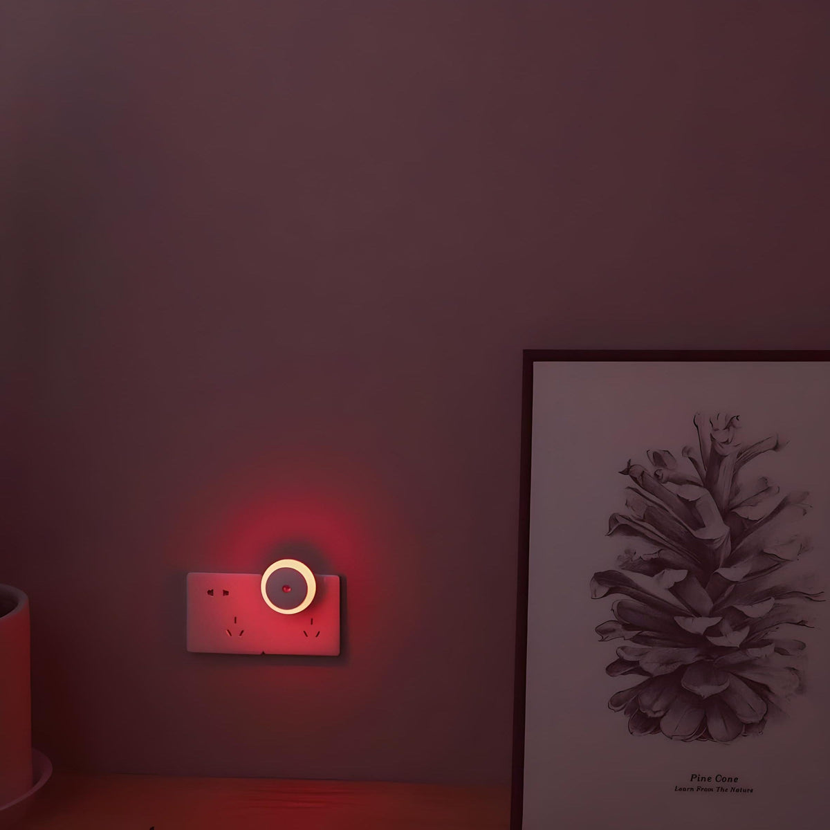 Veilleuse Prise Ronde Rouge