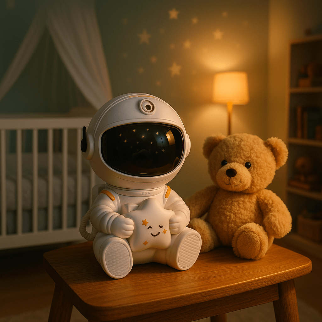 Veilleuse Projection Astronaute Étoile Blanche