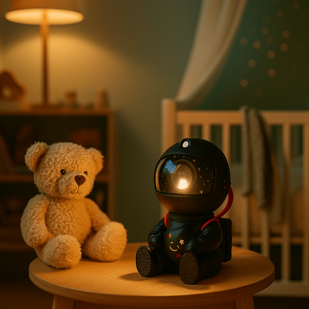 Veilleuse Projection Astronaute Étoile Noire