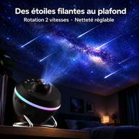 Étoiles filantes projetées au plafond par la veilleuse planétarium, rotation et netteté réglable
