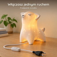 Kabel lampki nocnej lis z przełącznikiem i wtyczką, przed zapalonym lisem