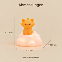 Abmessungen des Fuchs-Nachtlichts auf Wolke: H 12,7 cm × B 13 cm × T 10,5 cm