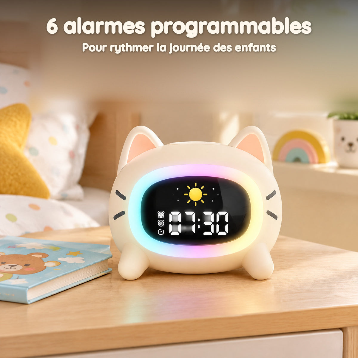 Veilleuse Réveil Chat – 6 alarmes programmables