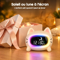 Veilleuse Réveil Chat – Soleil ou lune à l'écran